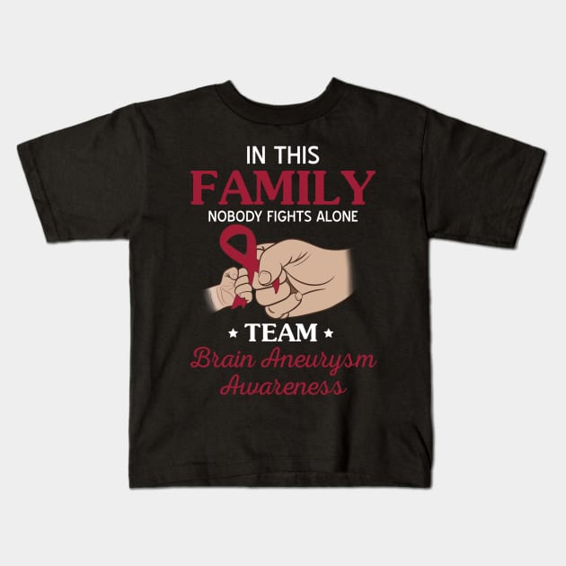 Nobody Fights Alone Team Brain Aneurysm Awareness Kids T-Shirt by Terryeare